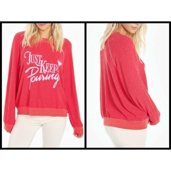 💕WILDFOX💕 Red Just Keep Pouring Kim's Sweatshirt - Picture 5 of 8